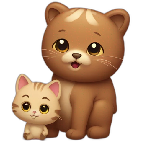 cat haugs a little bear emoji