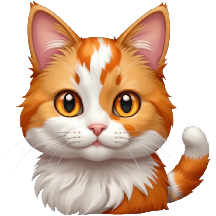A high-resolution photo-realistic digital illustration of a calico cat kitten emoji