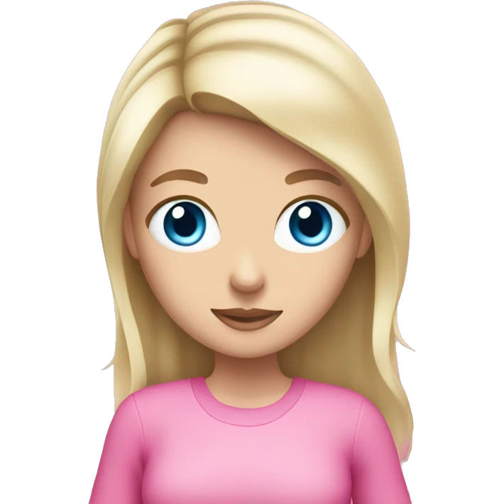 a blue eyed white dark blond hair girl wearing pink clothes holding an iphone  emoji
