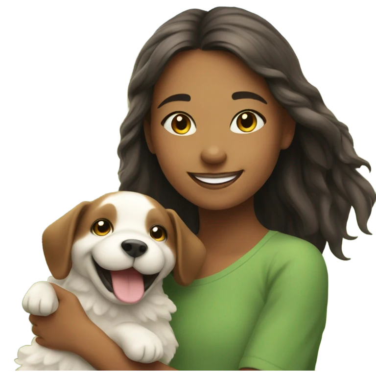 happy girl enjoying nature with puppy emoji