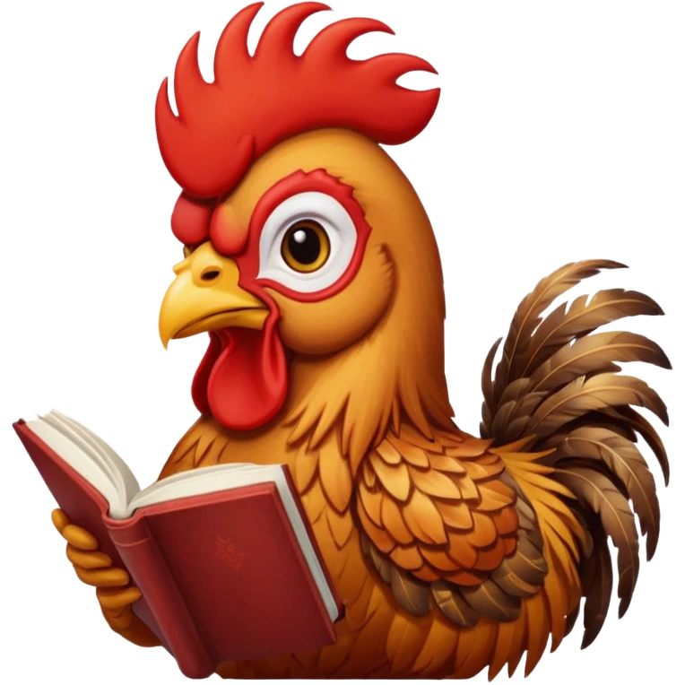 Rooster reading book emoji