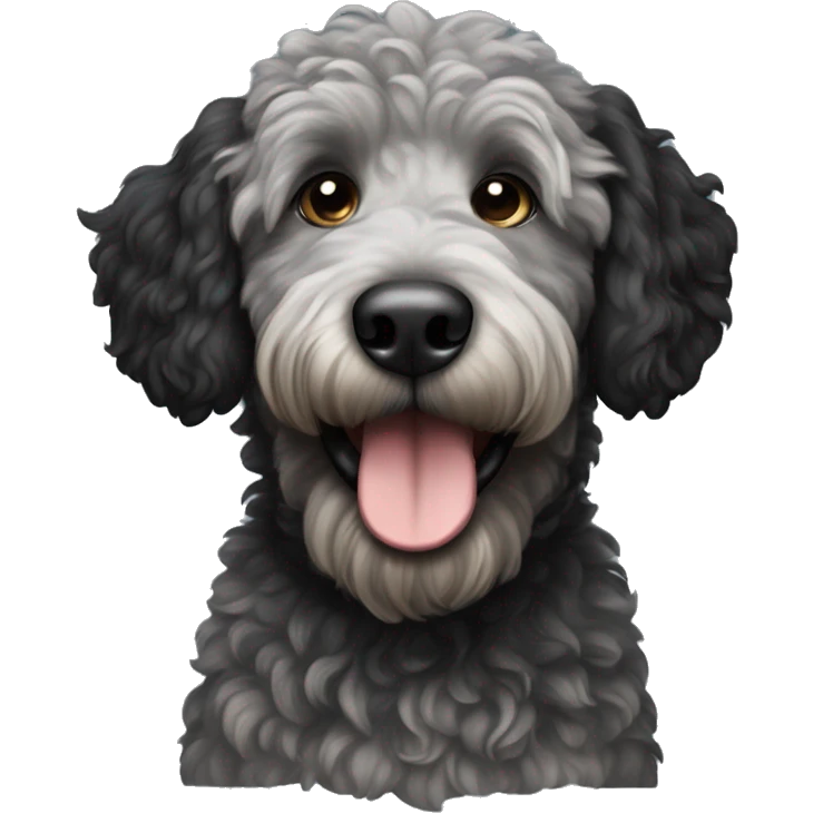 Black with gray golden doodle with black ears and brown muzzle  emoji
