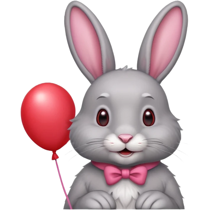 Gray rabbit holding balloon and smiling.










 emoji