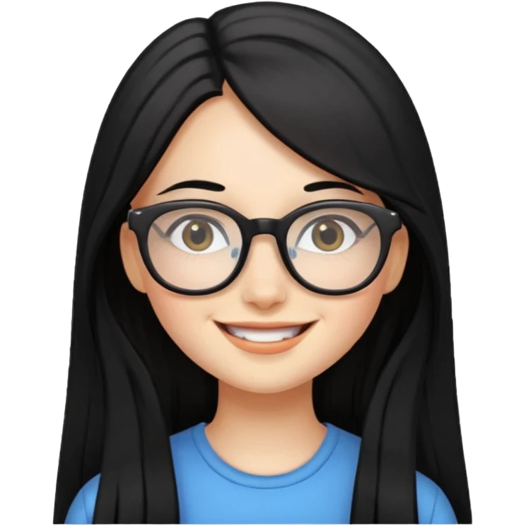 chica cabello largo negro, con lentes que estemuy feliz emoji
