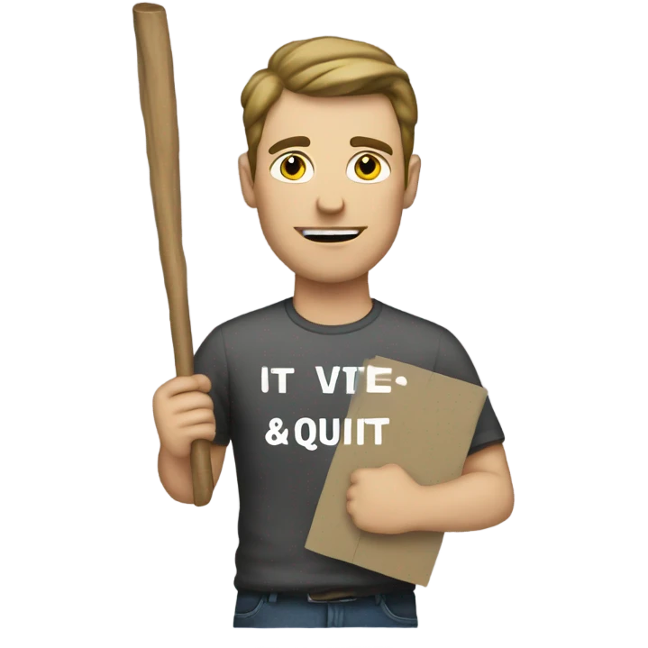 White Man holding I quit sign emoji