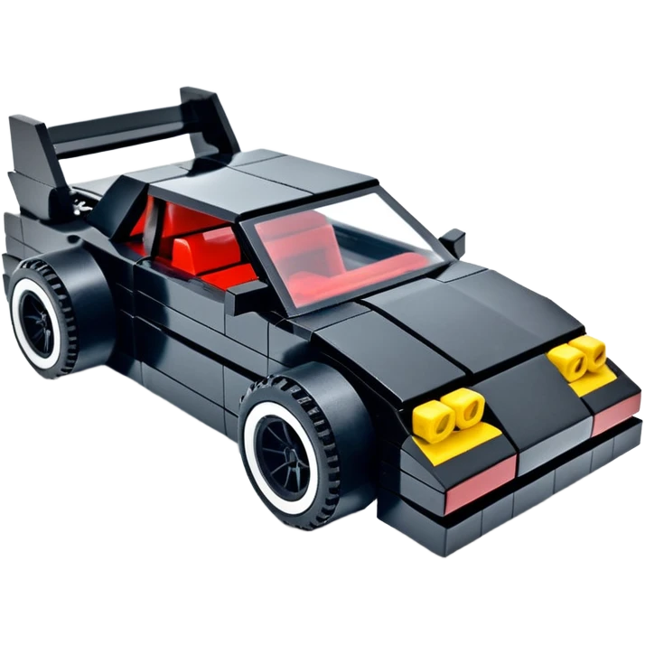  Venom’s aerodynamic opulent dark  futuristic concept loosely based on Toyota 1986 AE86 (flat long straight faceted mechanical body)Lego lightweight stealthy street hot rod  emoji