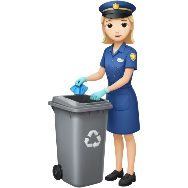 full side body housekeeper put the trash in can emoji