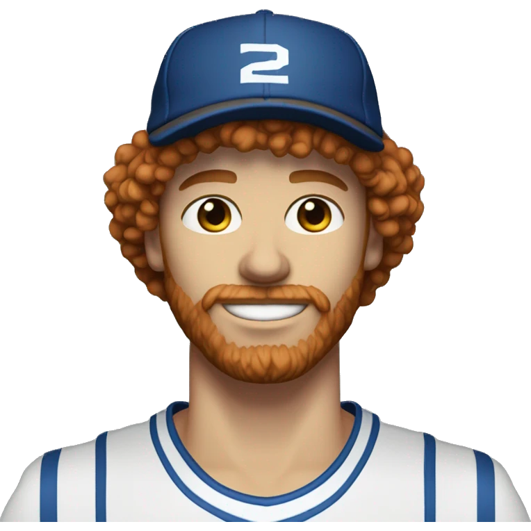 35 year old, male, short curly red hair, pale complexion, beard, blue eyes, basketball hat emoji