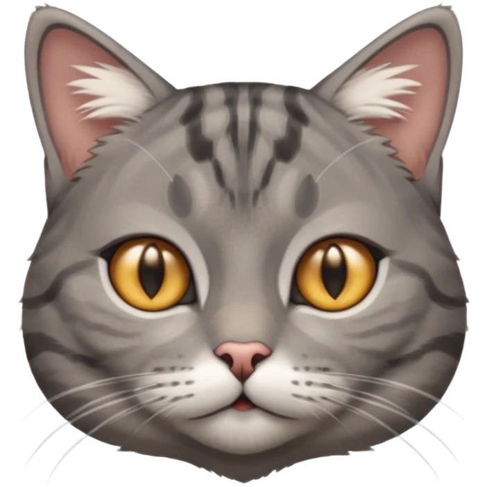 A high-resolution photo-realistic digital illustration of a solid grey tabby cat, chest upward emoji