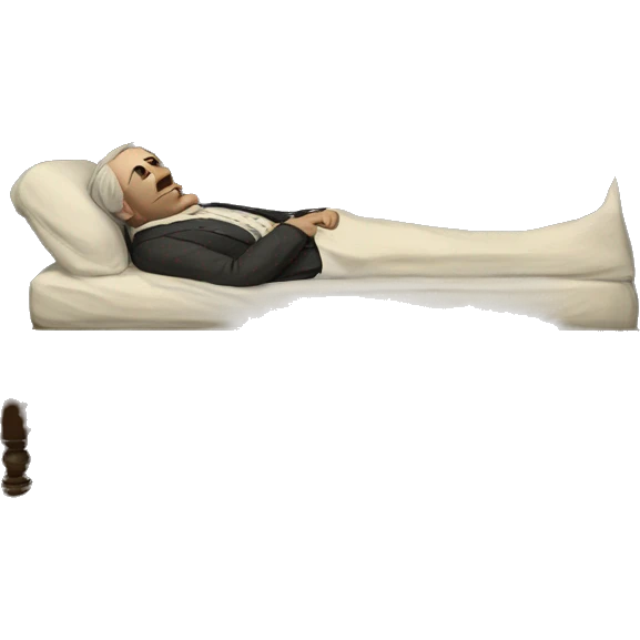 A sick man on a bed in 1870 emoji