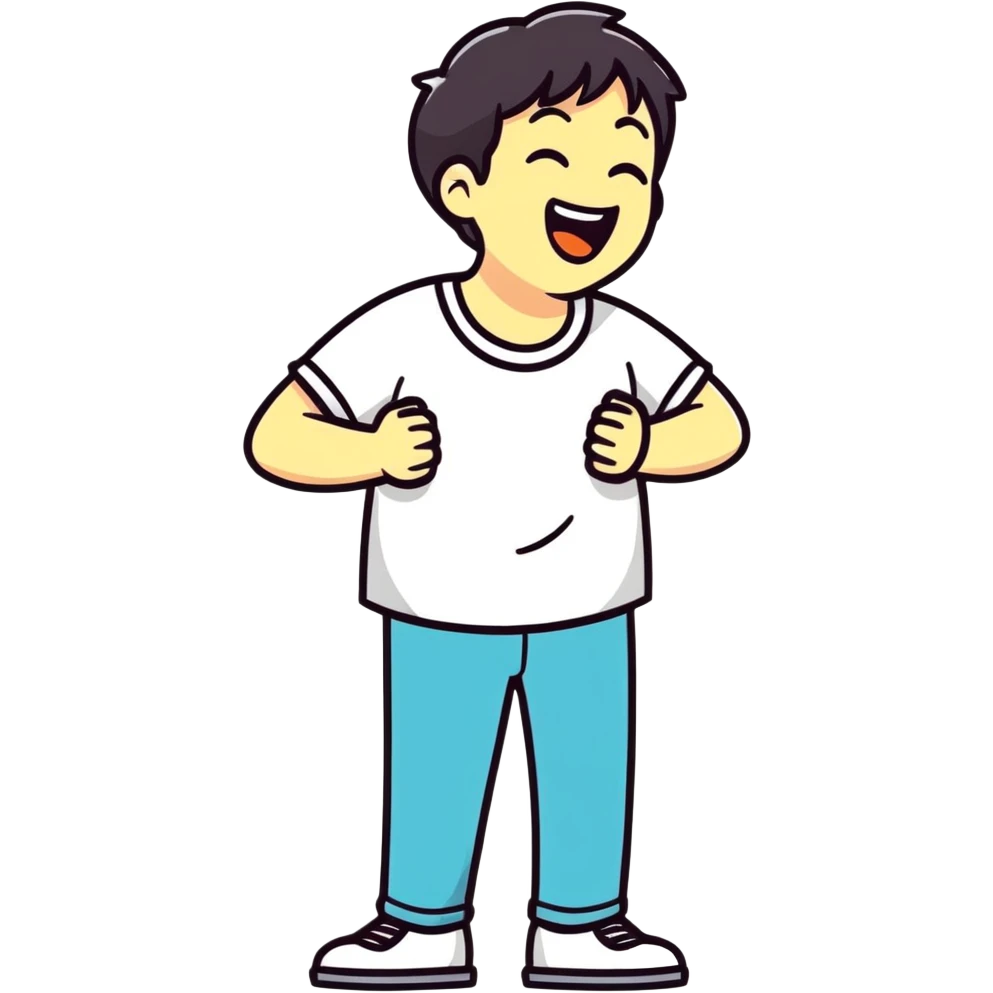 Chokeing stance and laughing  emoji