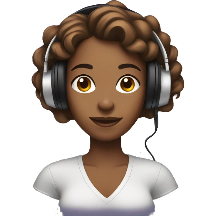 Brown woman with gaming headphones and a PlayStation 4 controller in her hands  emoji