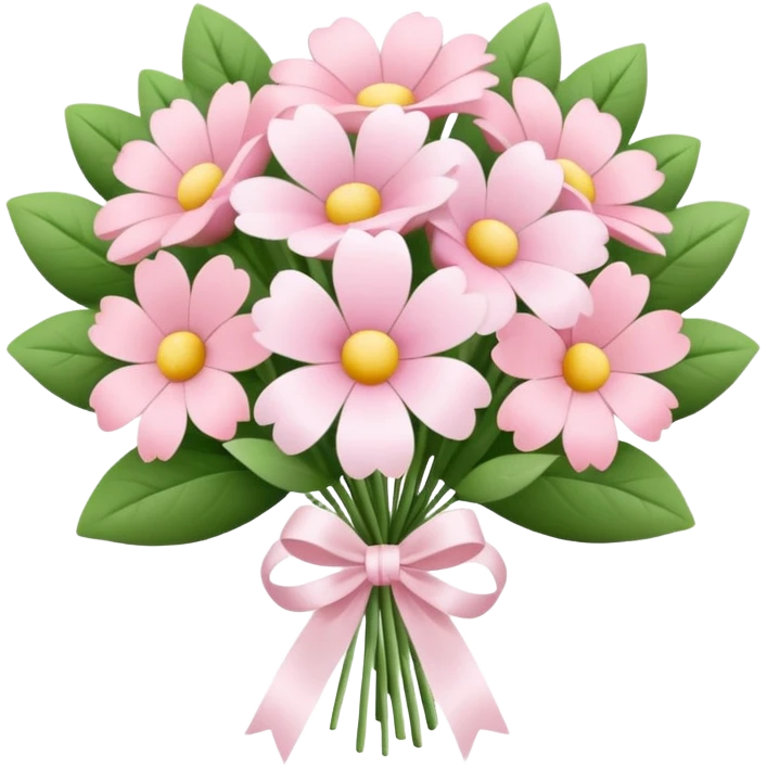 pastel pink flower bouquet tied with a ribbon emoji