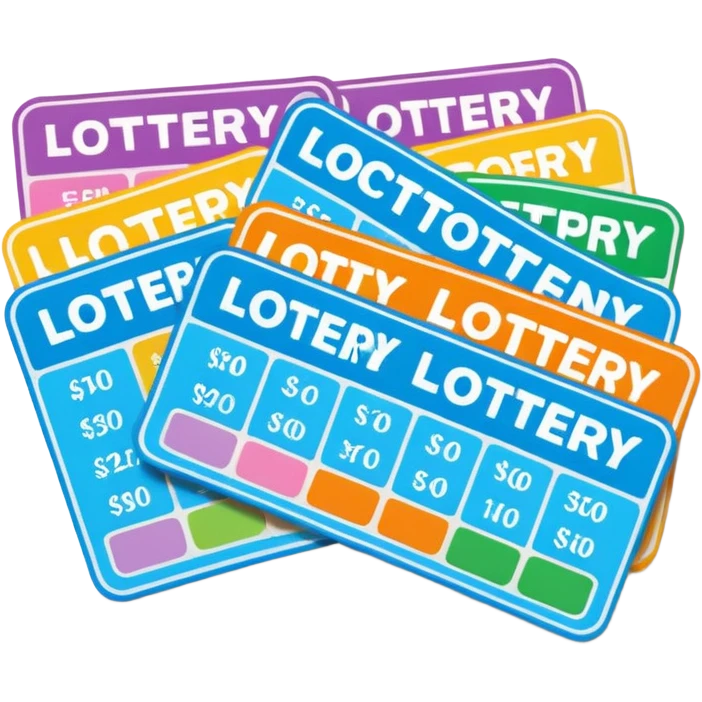 Create blank lottery coupons fanned out, clean and colorful, with different header colors and simple grid sections. No numbers, no text—just empty fields and a lottery-ticket layout. Bright, modern, and on a neutral background. emoji