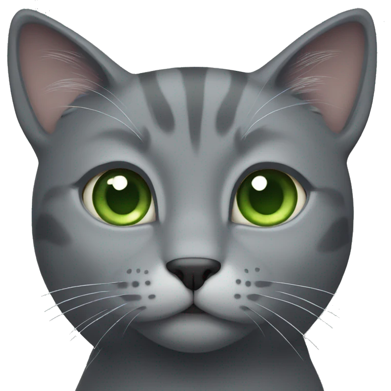Grey cat with short fur and green eyes emoji