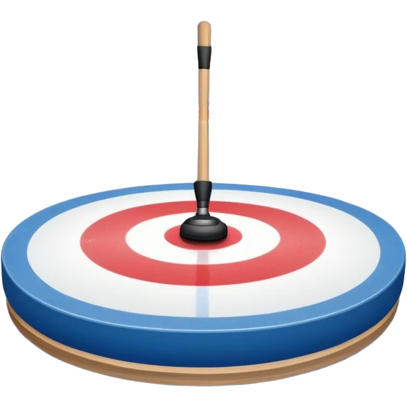 please, An icon featuring the curling rink, with its distinctive circles and a vibrant crowd in the stands. Snowflakes fall outside the arena, and bright lights illuminate the ice. a close-up curling stone sliding across the ice, with a broom nearby. Transparent background. emoji