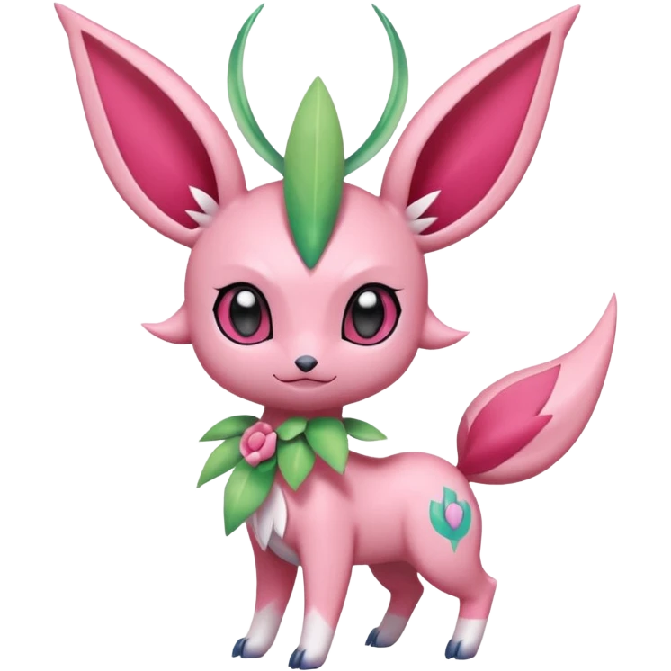 Rosy floral romantic cute kawaii Scizor-Sylveon-Celebi-Leafeon-Pokémon-Digimon-Fakémon-hybrid-fusion-creature emoji