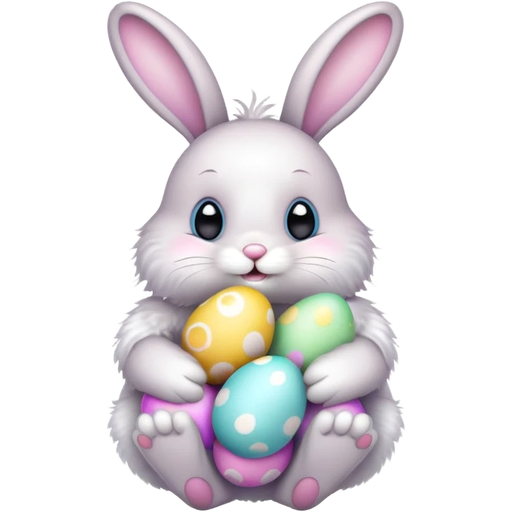 Easter bunny with colorful eggs emoji