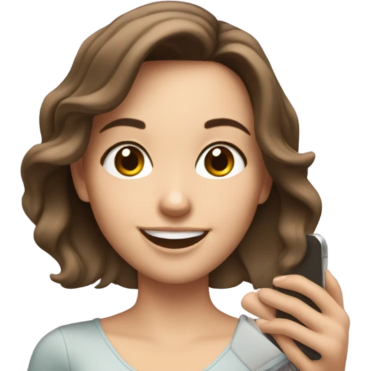 Brunette white Girl taking selfie with her phone emoji