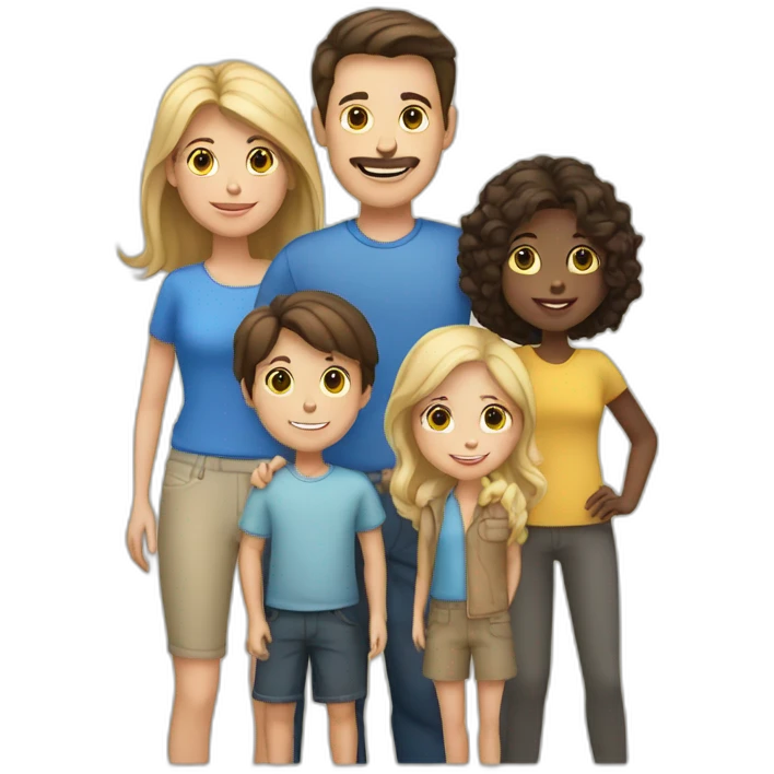 White family, 1 mom with dark hair, 1 boy with Brown hair, 2 girl with long blond hair emoji