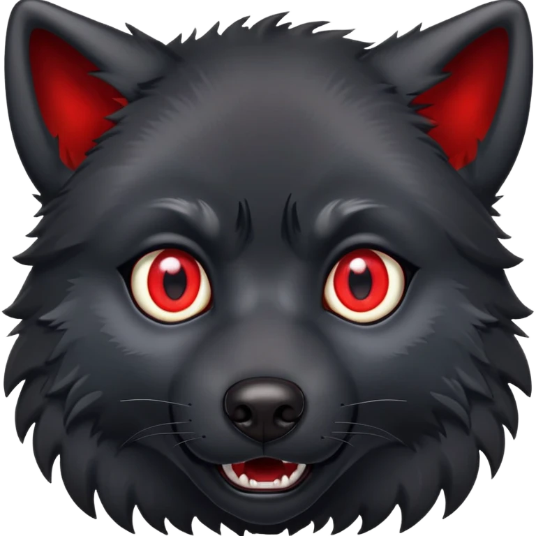 surprised shocked black wolf with red eyes emoji
