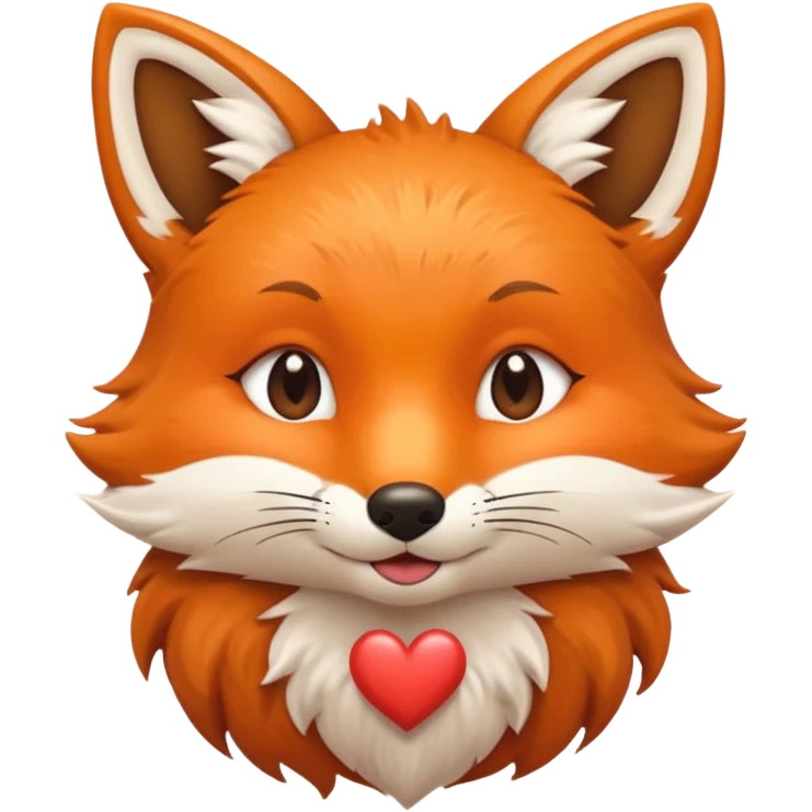 A iOS style fox with a kissing & winky face and a small heart emoji