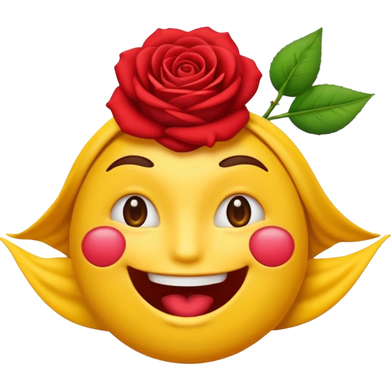 Un emoji jaune normale qui fait un clin d’œil avec une rose dans la bouche emoji
