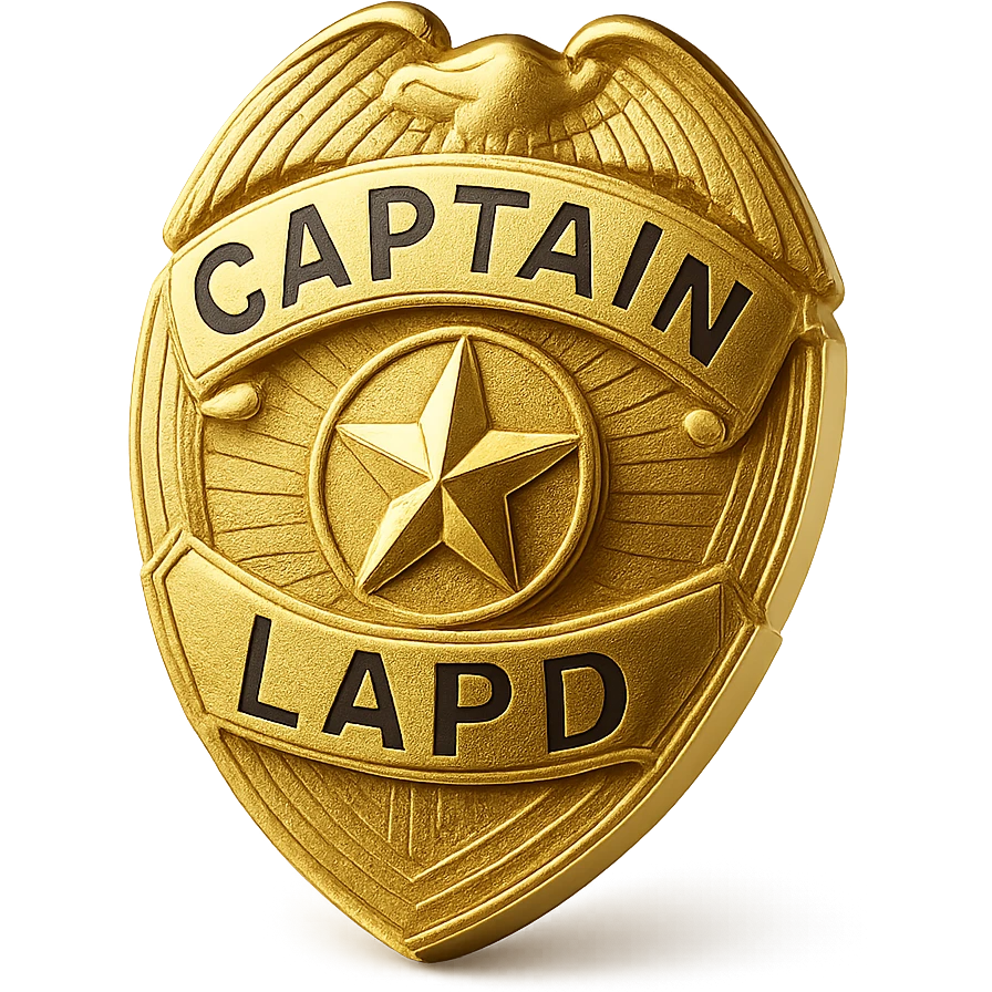 realistic metallic gold LAPD captain insignia, shiny, detailed emoji