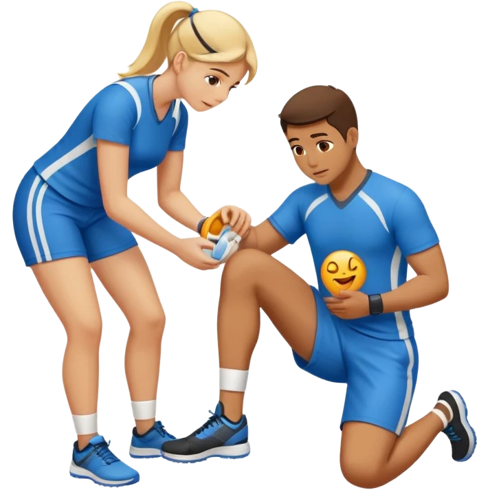 athletic trainer examining athlete's ankle for injury, emoji style emoji