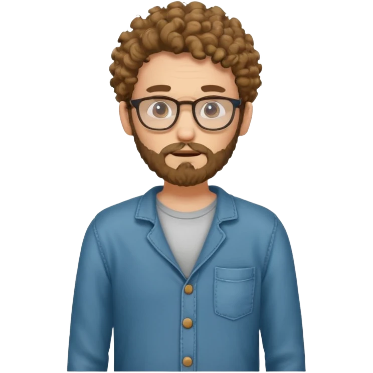 curly skinny guy with bear and glasses, poor and greedy with the pockets empty emoji