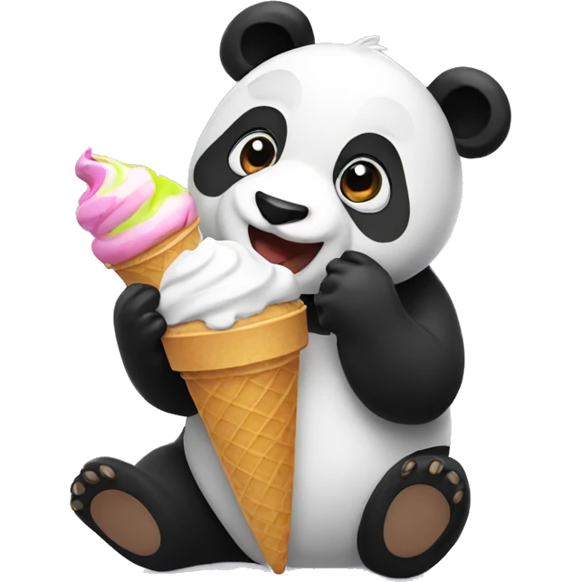 Panda eating ice cream emoji