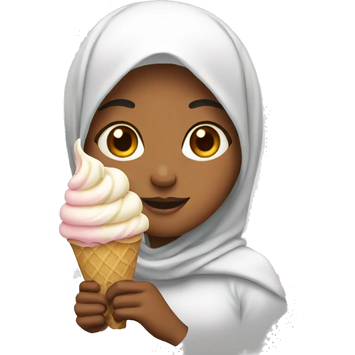 Muslim girl with ice cream emoji