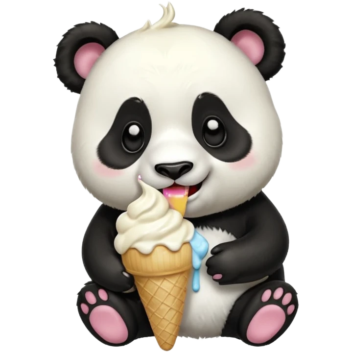 Panda eating ice cream emoji