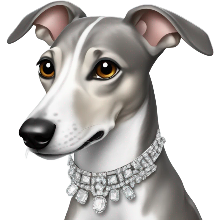 Whippet with bling emoji