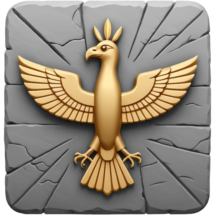 Minimal Faravahar-inspired ancient glyph,
Unicode-like pictogram similar to 𓄂𓆃,
abstract, single-symbol design,
monochrome, flat,
ancient carved sign,
no background, no text emoji