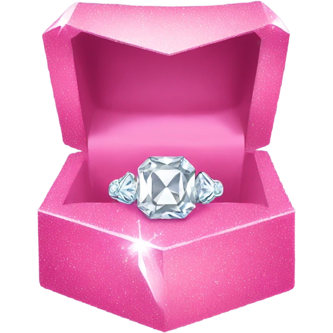 Diamond ring in a pink box with glitter  emoji
