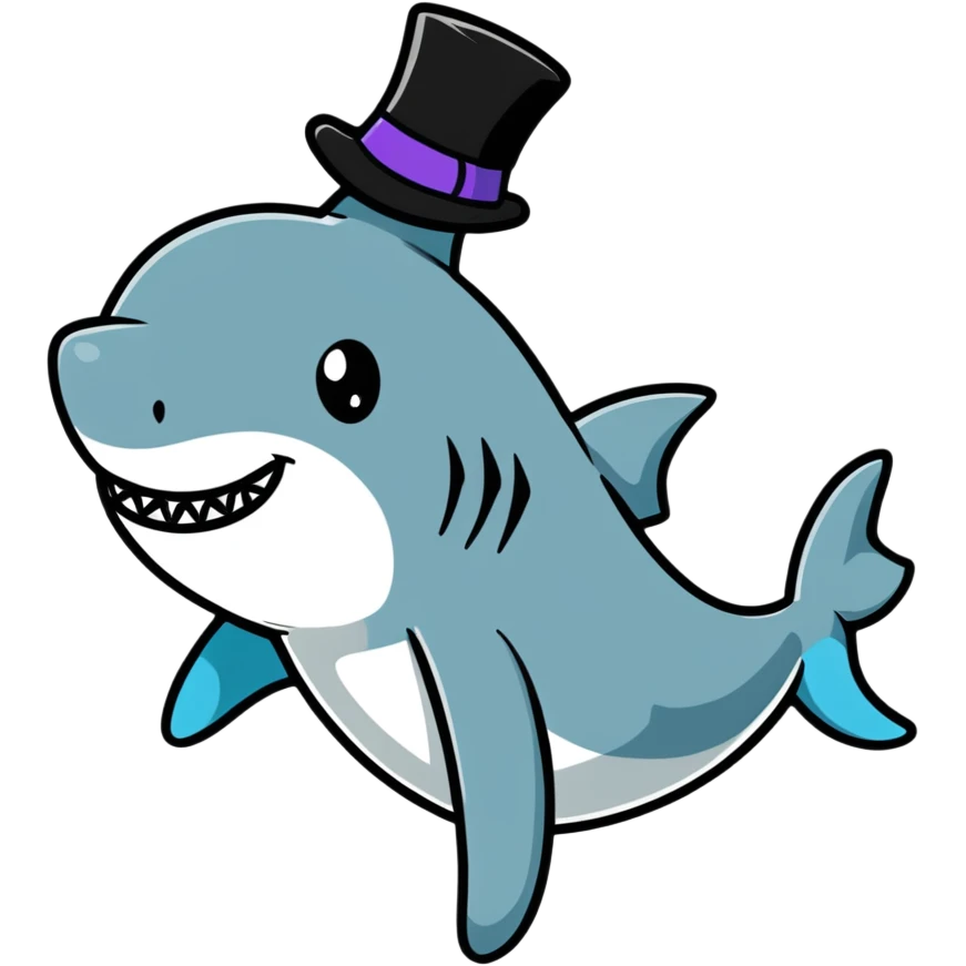Shark with a top hat emoji