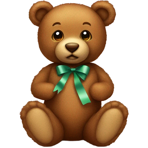 Brown teddy bear with pick ribbon emoji
