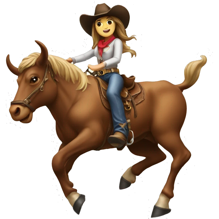 A cowgirl riding a bull emoji