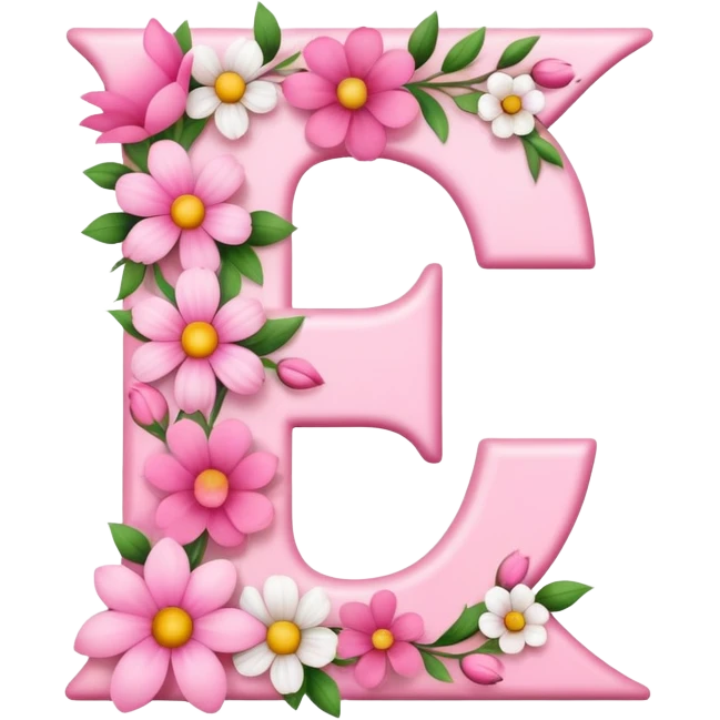 Pink, romantic, flowery, the letter “E” emoji