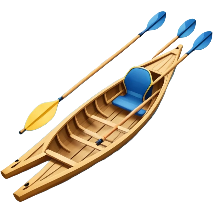 An icon showing a close-up of crossed oars, a sleek racing shell, and rippling water, symbolizing rowing. The design includes droplets in motion and a streamlined boat tip cutting through waves. Transparent background emphasizes strength, precision, and the spirit of competitive rowing emoji