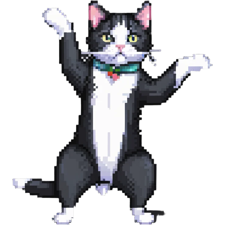 tuxedo cat stretching emoji