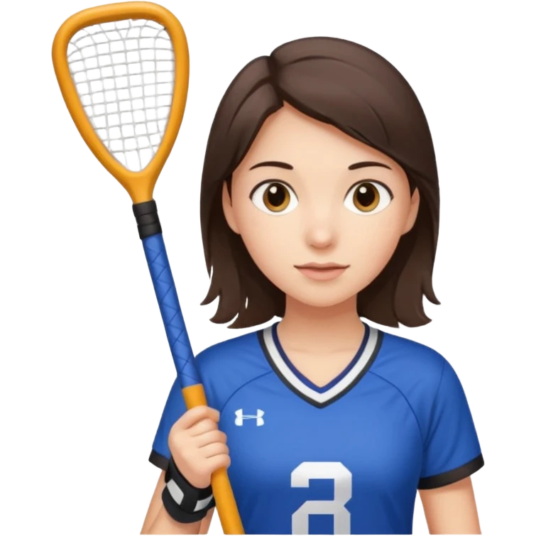 brunette girl playing field hockey emoji