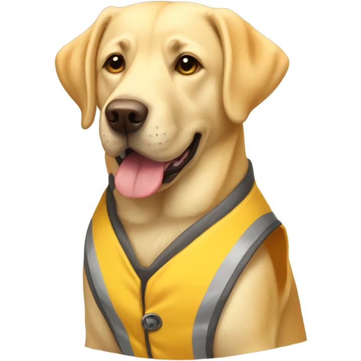 yellow lab dog wearing a vest emoji