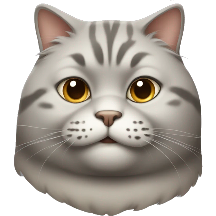 gray fat cat with a beige spot on the right side of the chin emoji