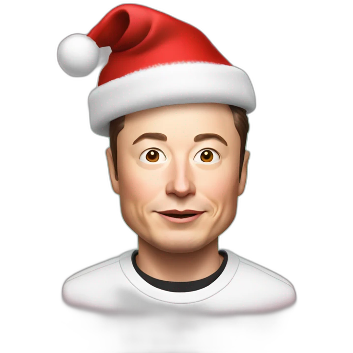 Elon musk with christmas hat emoji