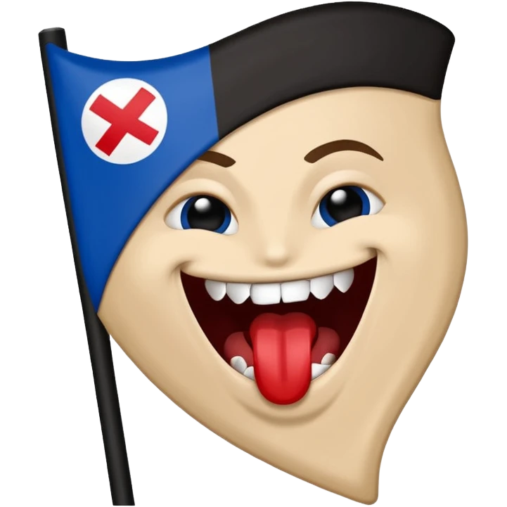 Blue white HSV Emoji bites black St. pauli flag with Rhombus  emoji