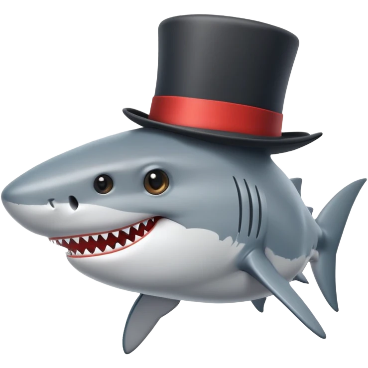 Shark with a top hat emoji