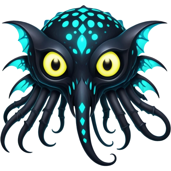 Black Dark Exotic Nocturnal Neon-glowing Abyssal Nightly Abyss-Fakémon-Creature emoji