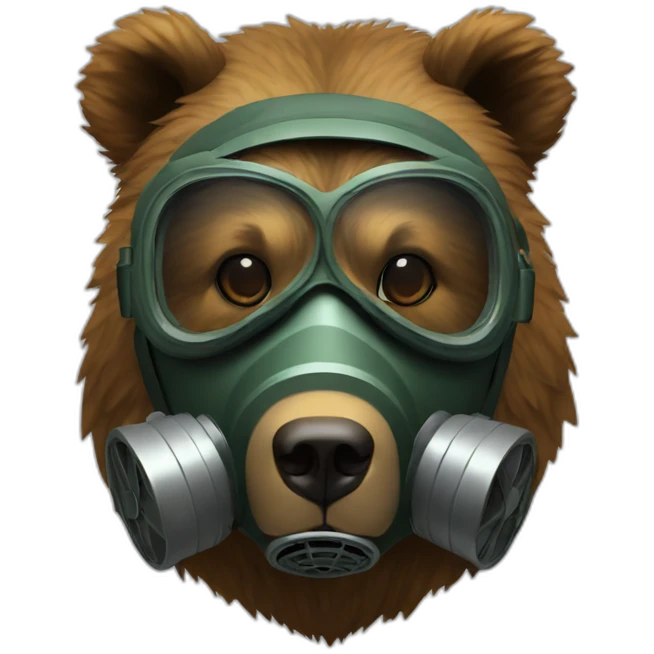 Grizzly head with Gas mask emoji